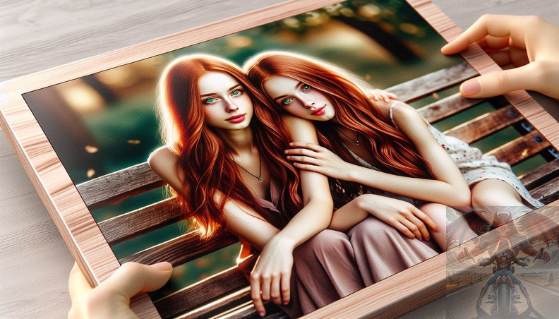 Ein detailliertes Portrait von zwei jungen Frauen mit roten langen Haaren und grünen Augen frau_016.jpeg