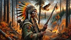 Junge Mohawk Frau bei der Jagd