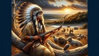 Junge Mohawk Frau bei der Jagd
