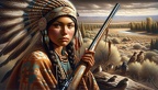 Junge Apachen Frau bei der Jagd