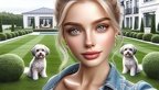 Frau im Garten mit 2 Hunden