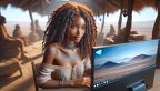 Junge Frau beim Chatten mit Skype